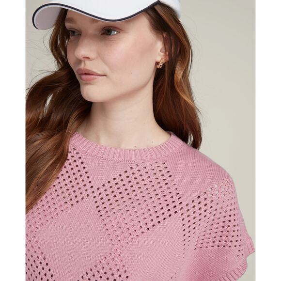 Wilson Mesh Argyle Sweater Vest Knit Vintage Pink Size Medium - Picture 4 of 14